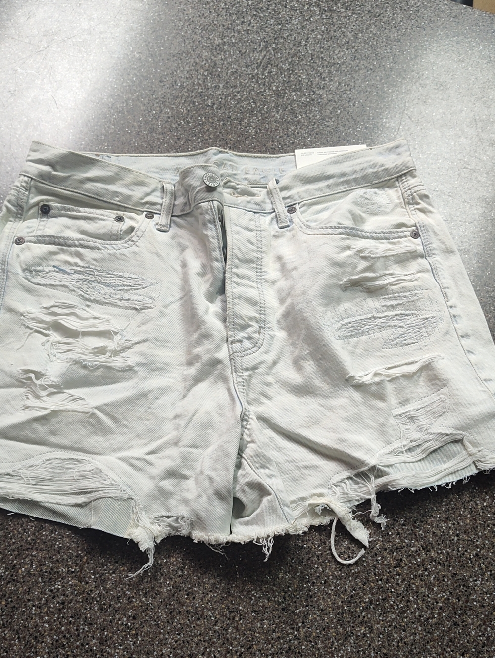 American Eagle Outfitters Light Gray Distressed Jean Shorts